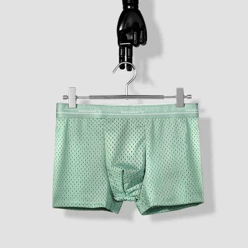 

Мужские трусы из ледяного шелка, 5 шт., модальные боксеры, сетчатые, со средней посадкой, большие, дышащие, летние, сексуальные, из ледяного шелка