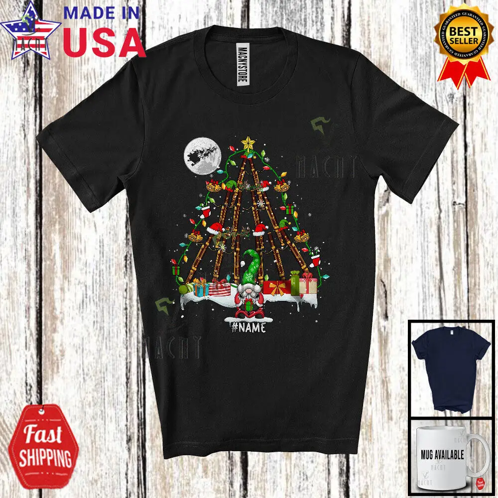 Custom Name Bassoon Christmas Tree; Lovely Gnome Musical Instruments T-Shirt