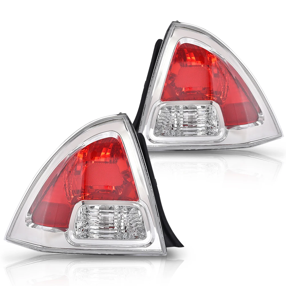 2Pcs Tail Lights Assembly W/O Bulbs Set Clear & Red Lens Halogen Compatible with Ford Fusion (Submodels: S, Se, Sel) 2006-2009