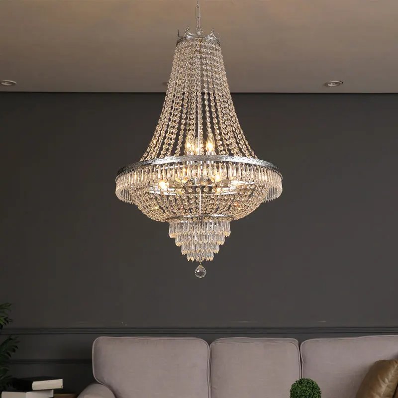 Lampada a sospensione a LED di lusso per soggiorno lampadario di cristallo Hotel Lobby Villa scala a soffitto alto lampadario in stile europeo