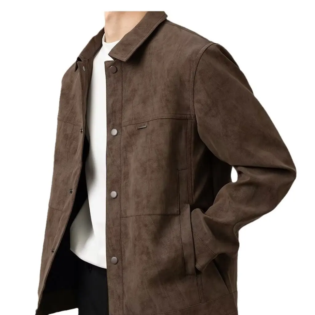 

Women's Light Leather Jacket Spring Autumn Casual Lapel Short Mature Style Couple's Fashion Top