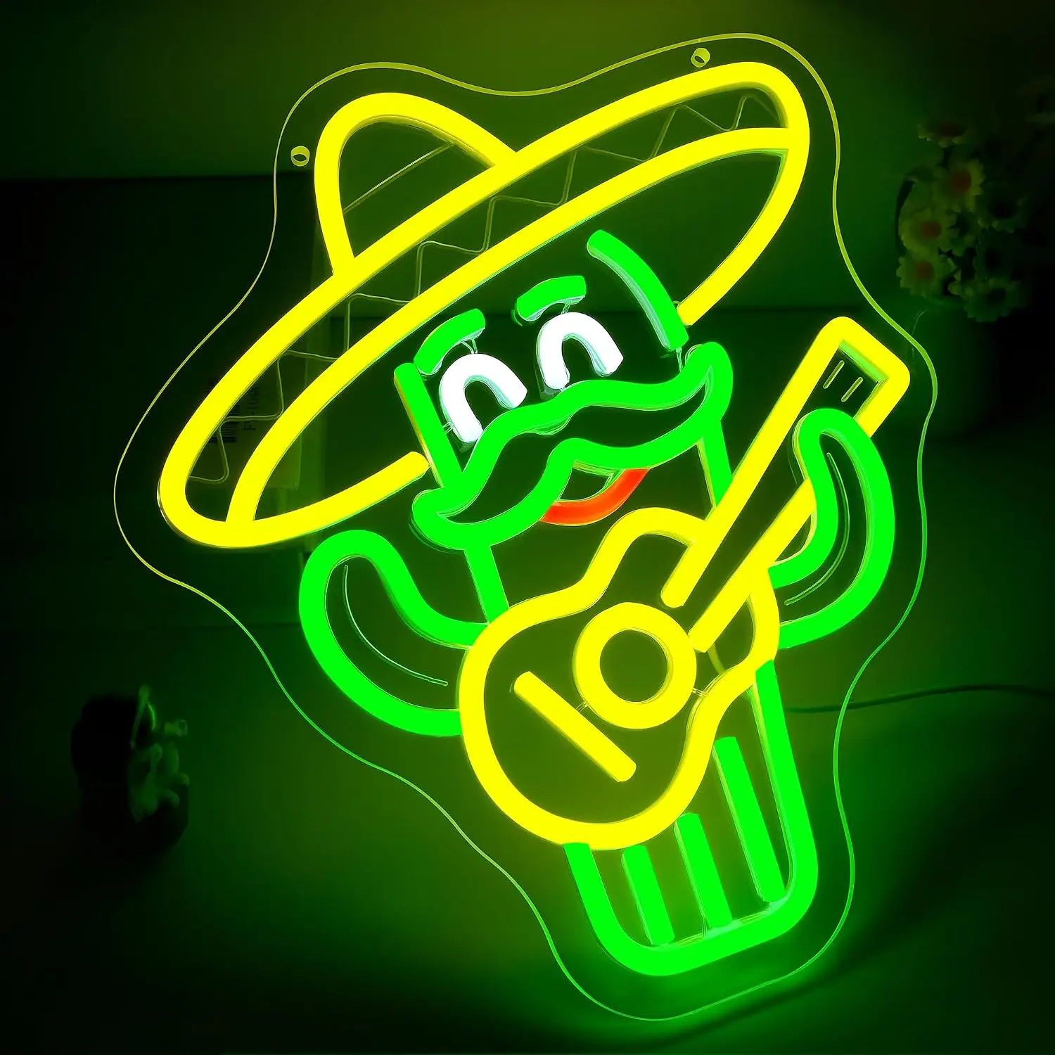 Cactus LED Neon Sign USB Powered Mexican Fiesta Themed Neon Light Mexican Restaurant Bar Taco Shop Man Cave Decor Lamp ﻿
