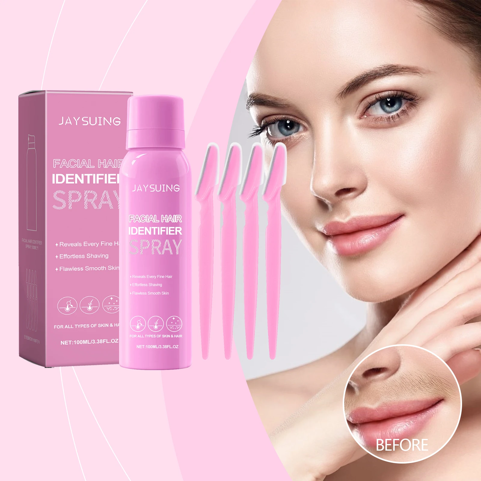 

Gentle Facial Hair Removal Spray with Plant Extracts for Softening Hair Moisturizing Skin Improving Texture Sensitive Skin Daily