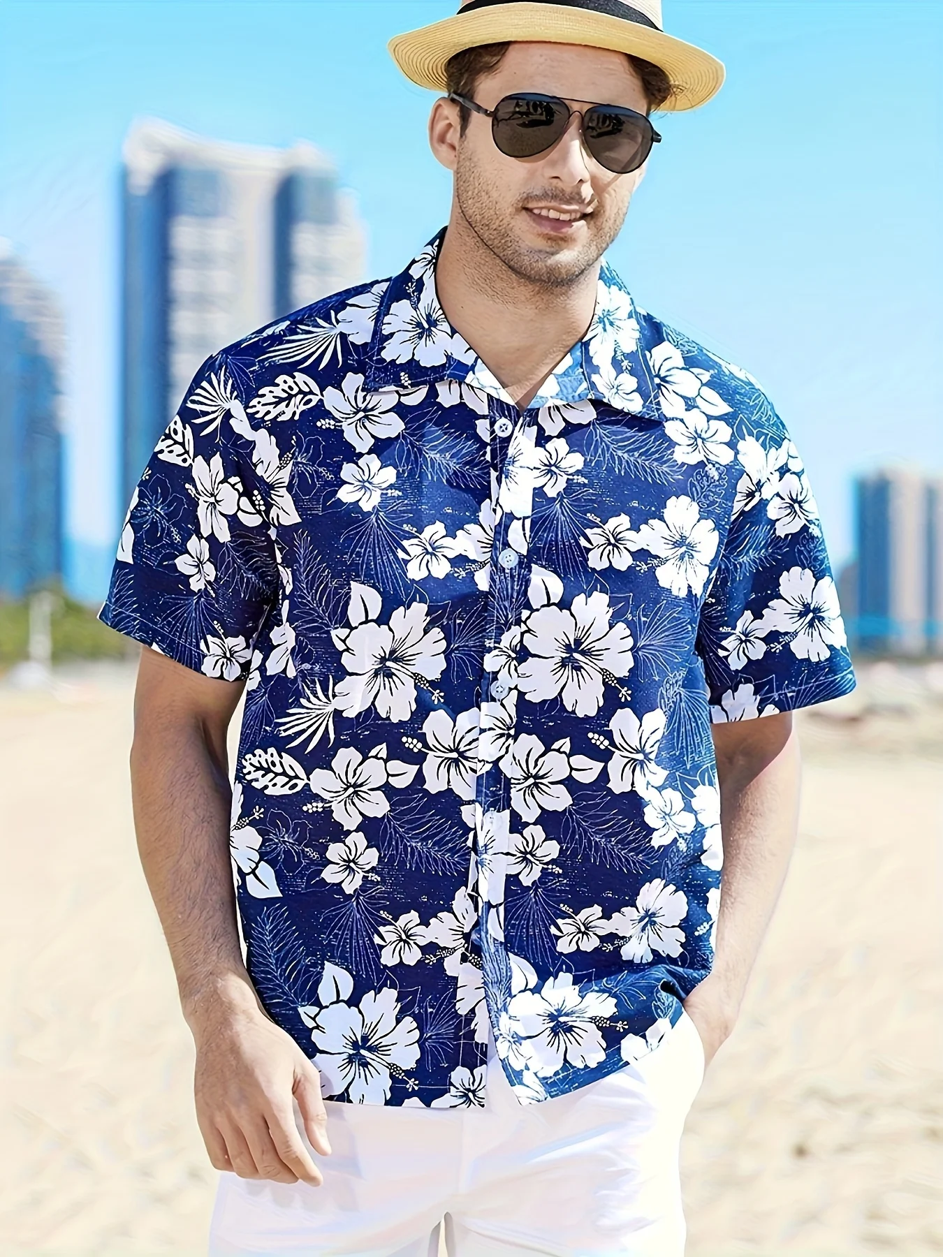 New Summer Men\'s Hawaiian Shirts For Beach Retro Floral Printed Short Sleeve Lapel Shirt Oversized Casual Loose Hawaii Shirt Top