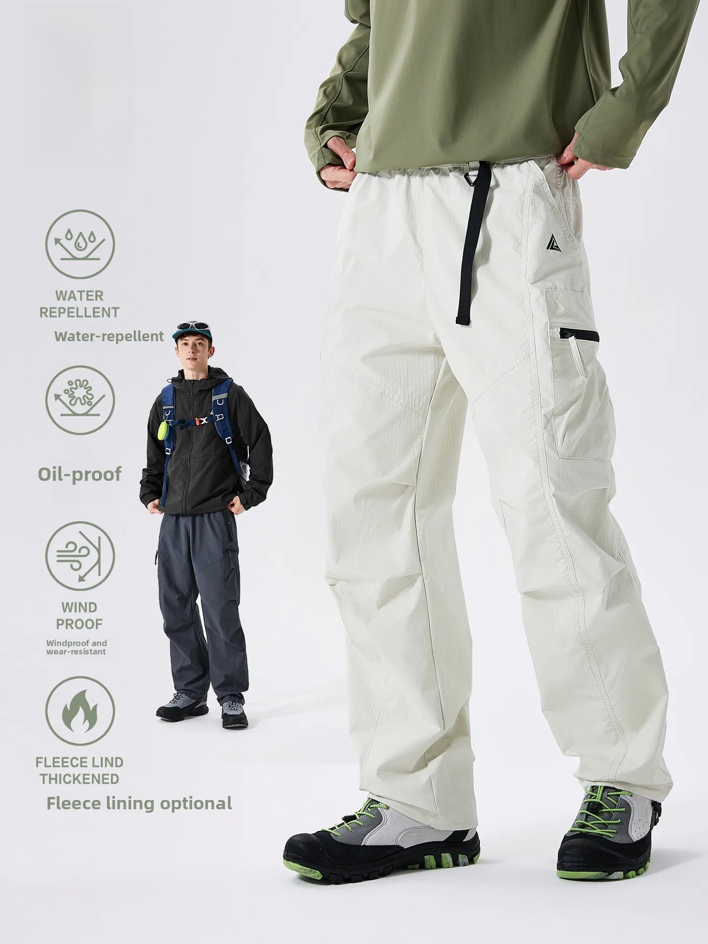 LAZY DAY Men's Outdoor Hiking Pants Water-Resistant Windproof Loose Casual Long Trousers for Spring Autumn Mountain Climbing