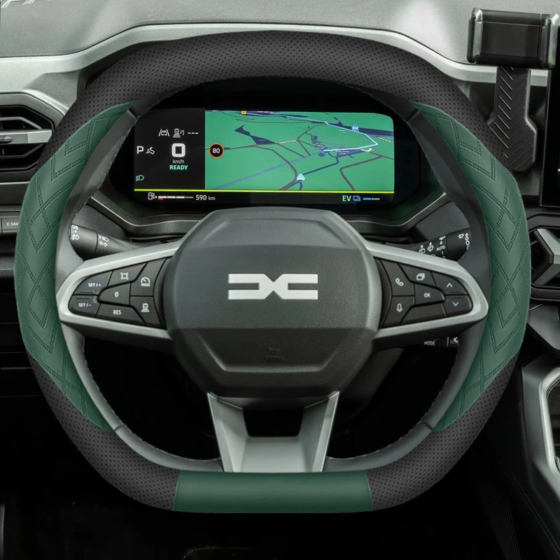 Housse de volant de voiture en cuir pour tous les nouveaux Dacia Duster Bigster Spring 2024 2025 antidérapant Auto Dacia Bigster 2025 accessoires