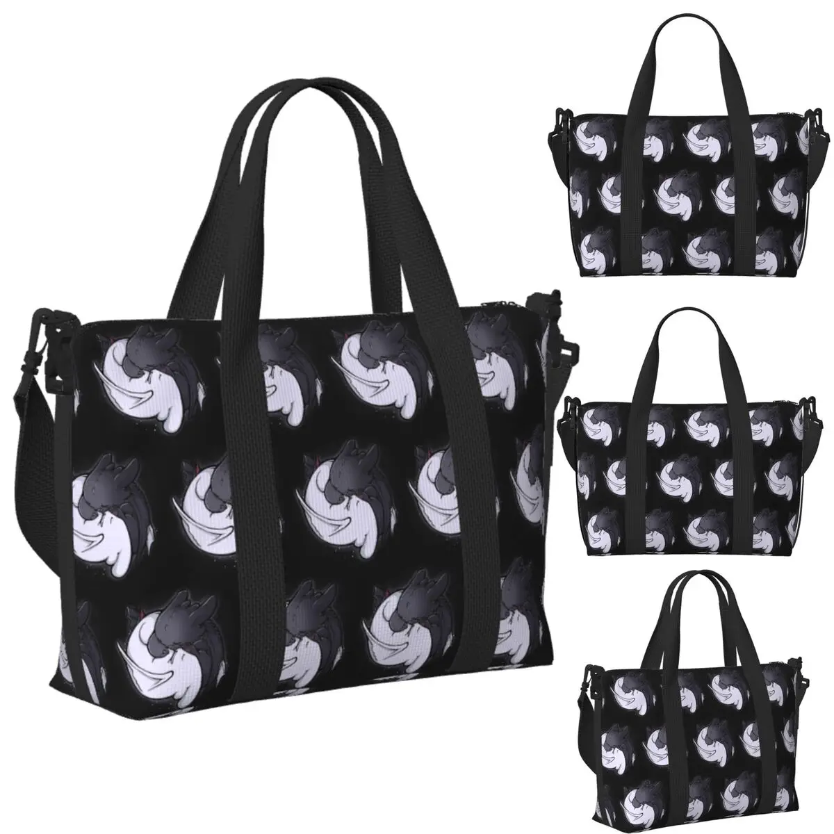 

Toothless And Light Fury Hugging Beach Travel Bag Large Capacity Tote Bags for Gym Yoga Women Shopping Duffle Shoulder Bag