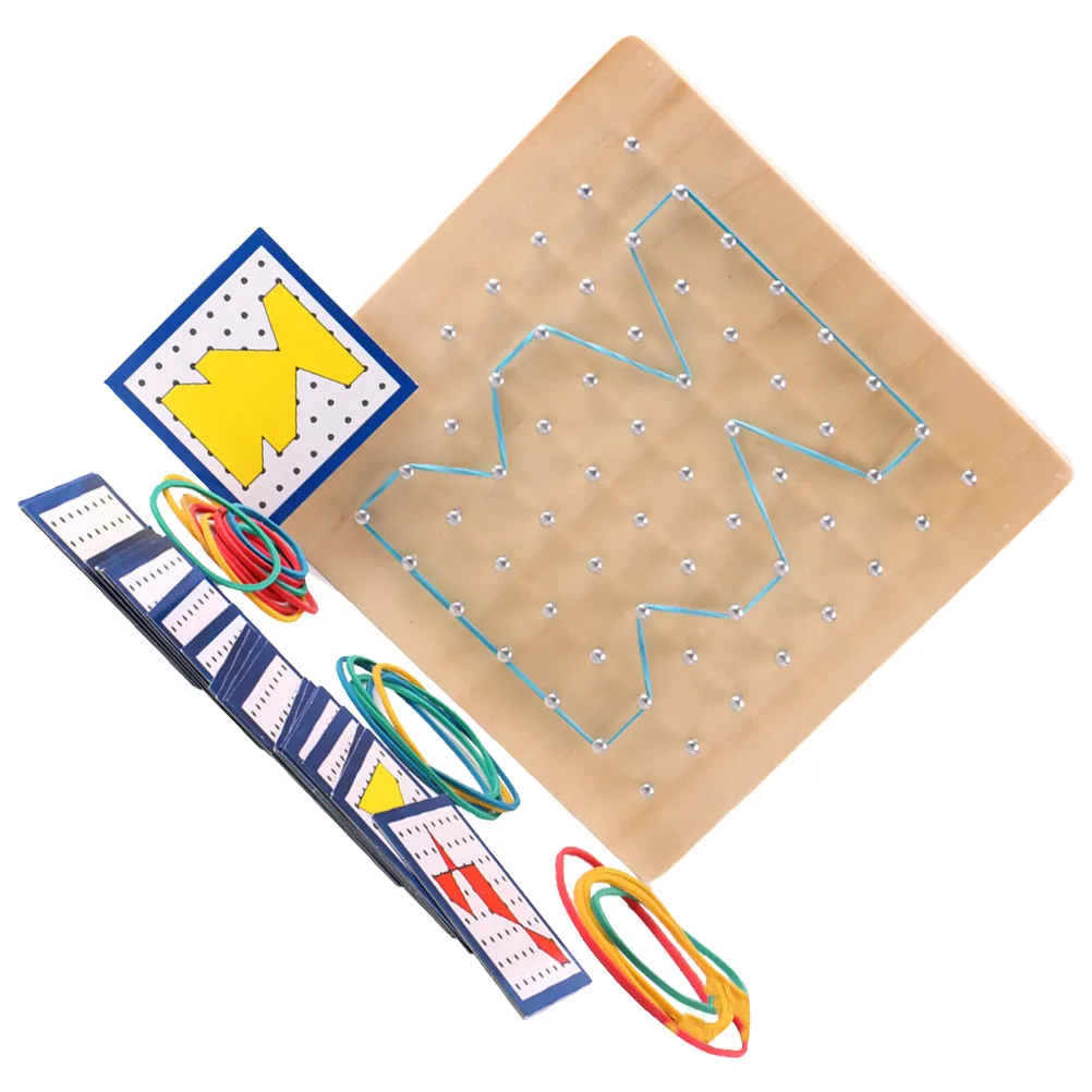

1Set Wooden Geoboard Pegboard Nail Board for Kids Math Learning Spatial Recognition Color Sorting Problem Solving Educational
