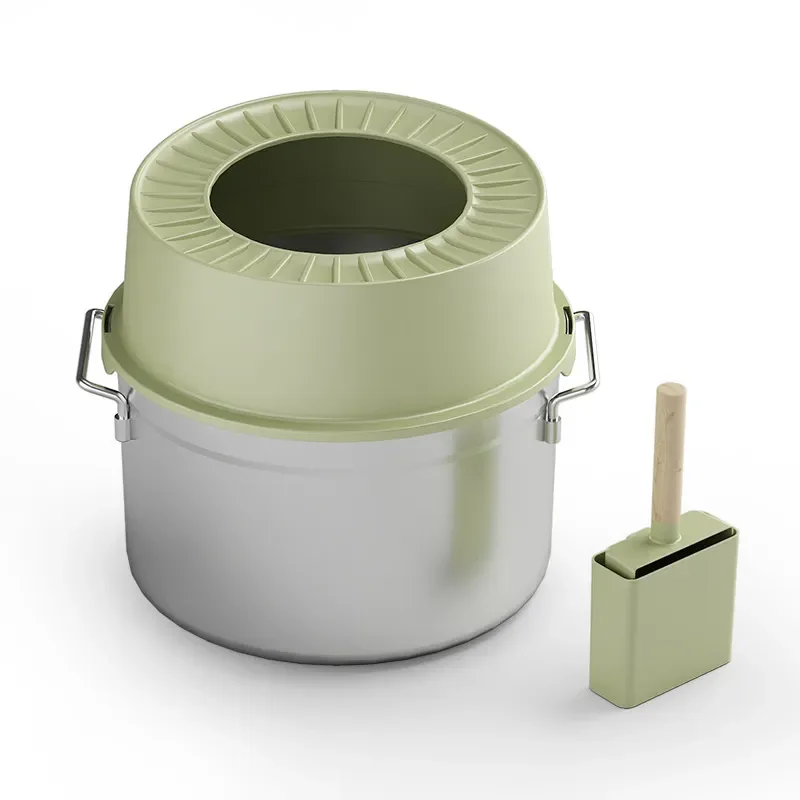 Stainless steel round cat litter box is easy to take care of, anti-splash pet with shovel cat height pet cat toilet large