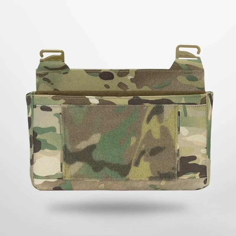 FCSK Plate Carrier Double Layer Front Flap Kangaroo Pouch Removable Divider Front Panel Storage Bag Molle Tactical Vest Pocket