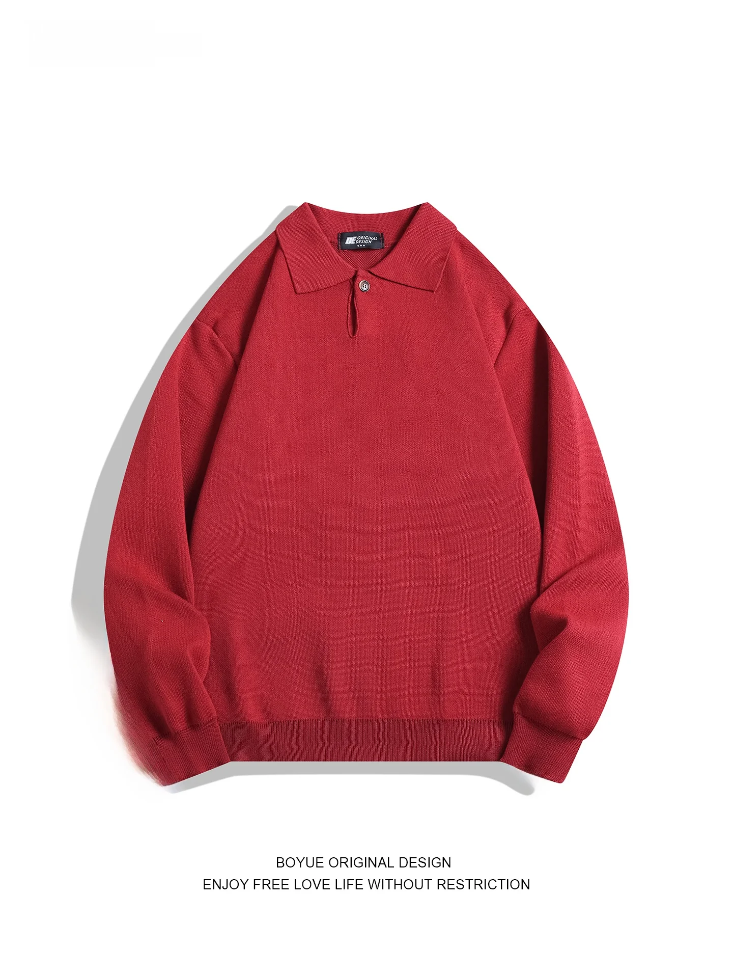 

Свитер BOYUE, красный, повседневный, вязаный, с воротником, теплый, на зиму, простой дизайн, универсальный, удобный, для комфортного ношения, на все сезоны