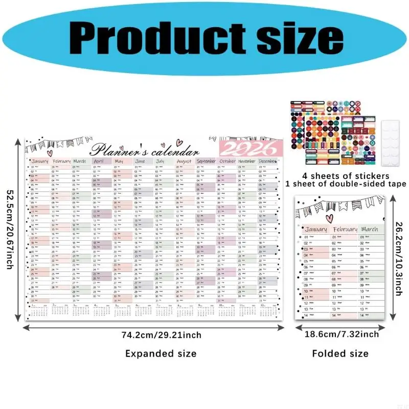 Simple Installation Home Office Decors Daily Planner Calendar 2026 Printed Wall Planner Thick Paper For English Study 77JC