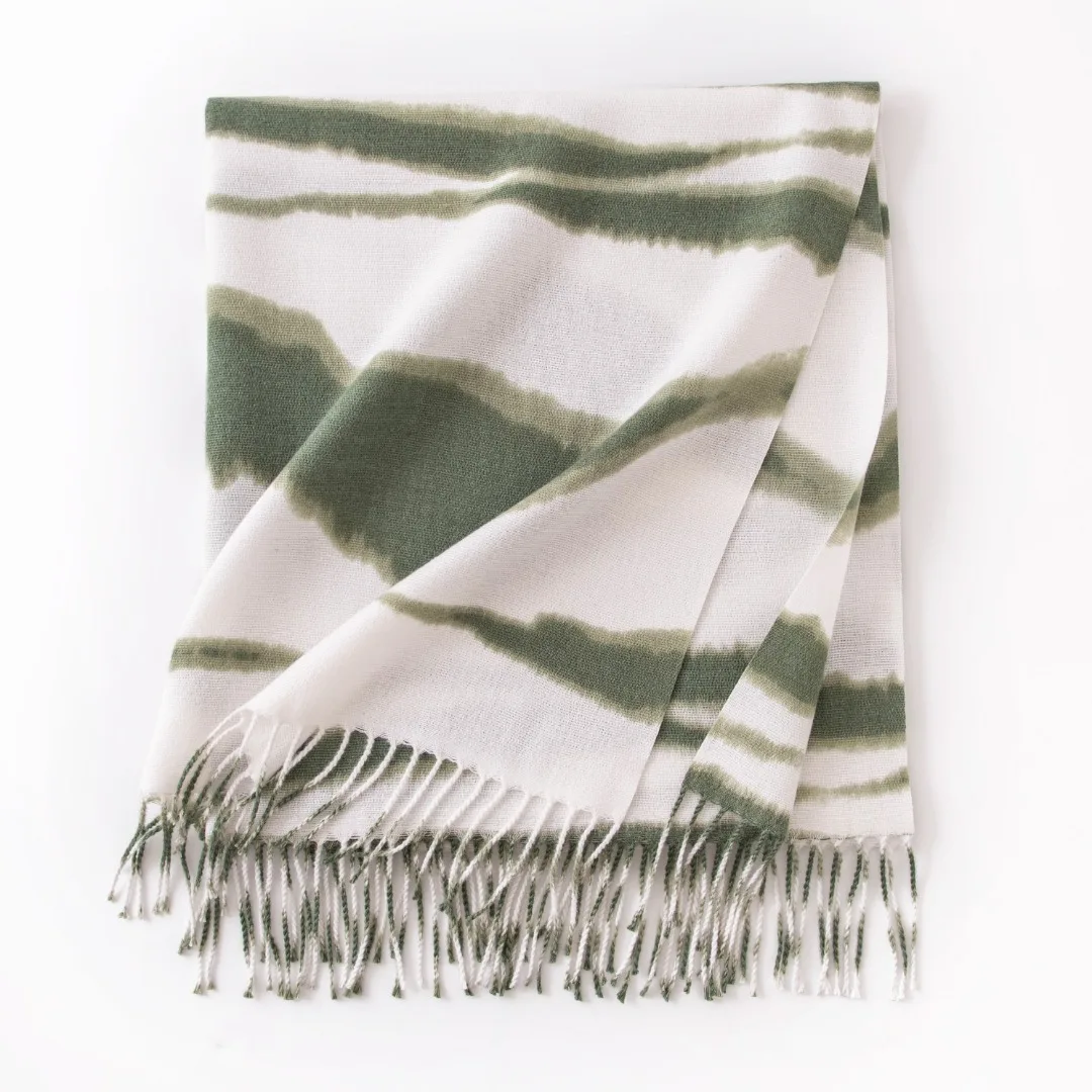Luxury Brand Cashmere Women Stripe Scarf Winter Warm Shawl and Wrap Bandana Pashmina Female Foulard Square Thick Blanket Poncho