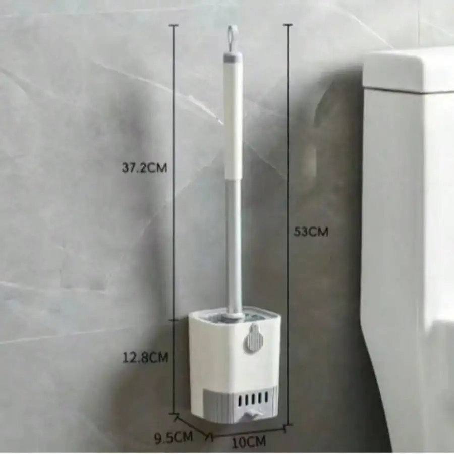 Wall Mounted Toilet Brush Set With Holder - Long Handle, Soft And Blind Spot Free Bathroom Cleaning Brush, Suitable For Hotel And Commercial Use Toilet Cleaner And Bathroom Cleaning Tool