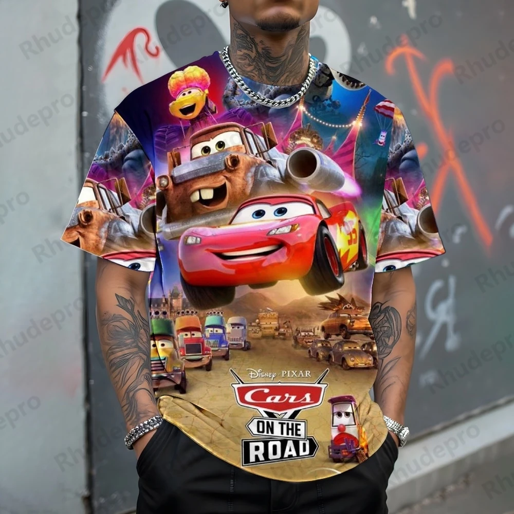

Disney 2025 Summer Men's T-Shirt Casual Lightning Mcqueen Cool 3D Printed T Shirts Men Short Sleeve Tee Oversized Men Clothing