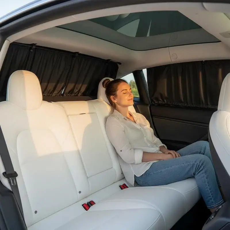 Universal Car Privacy Curtain Set Sun Shade UV Block Auto Window Cover for Camping Travel Nap Night 2 or 4pcs
