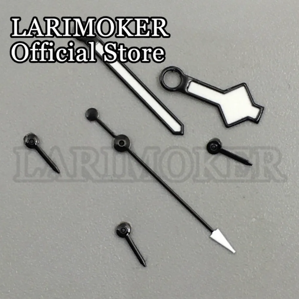 LARIMOKER  Black Silver GMT Watch Needles Super C3 Green Luminous Pointer Ronda 515 -24H Quartz movement