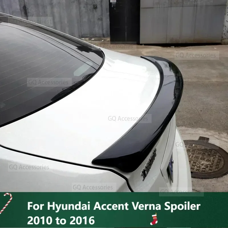 

New！ Car Rear Wing for Hyundai Accent Verna Spoiler 2010 to 2016 Black ABS Plastic Tail Fin Accessories