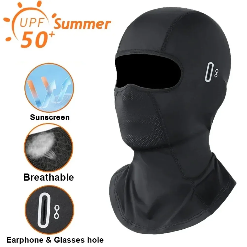 

Motorcycle Balaclava Summer UV Protection with Glasses Hole Breathable Ice Silk for Men Women Cycling Quick-Dry Cycling Mask