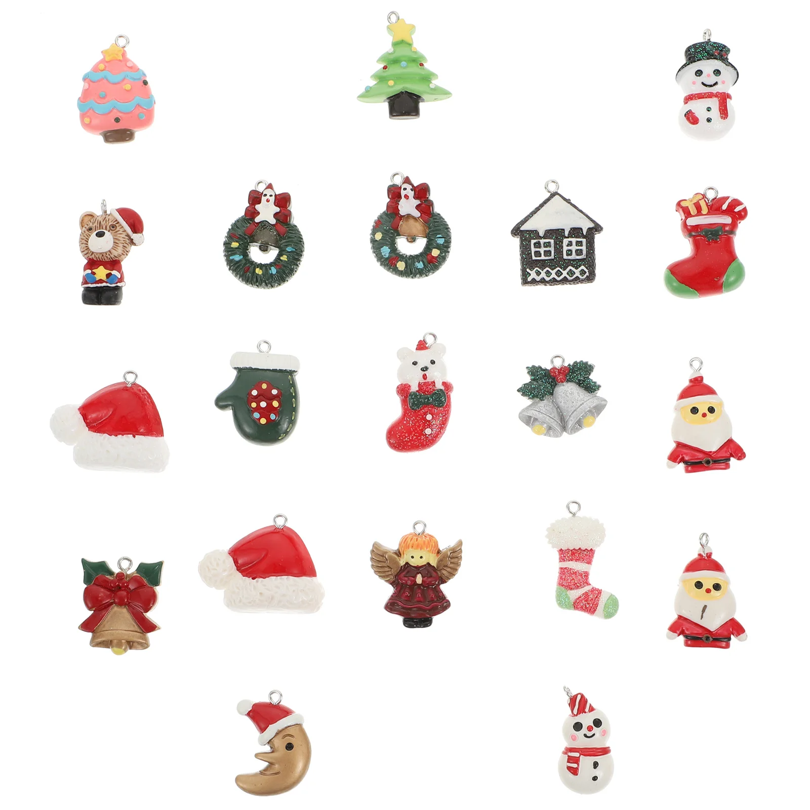 

20 Pcs Resin Pendant Ornaments Christmas Decoration Mini Xmas Cartoon Pendants Tree Charms DIY Jewelry Findings Lovely Making