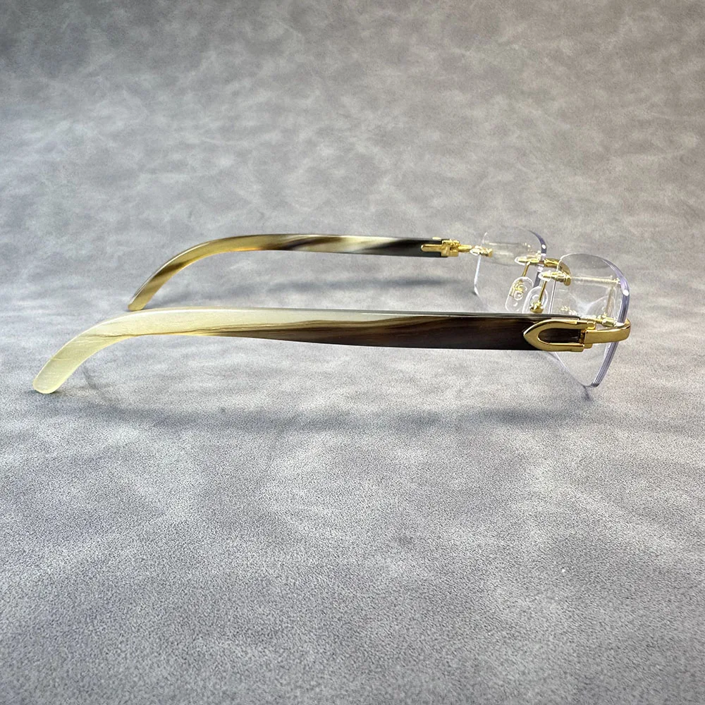 Men's Glasses Frames Vintage Square Classic Handmade Honey Black Horn Prescription Eyeglass Frames Optical Lenses Eyeglasses