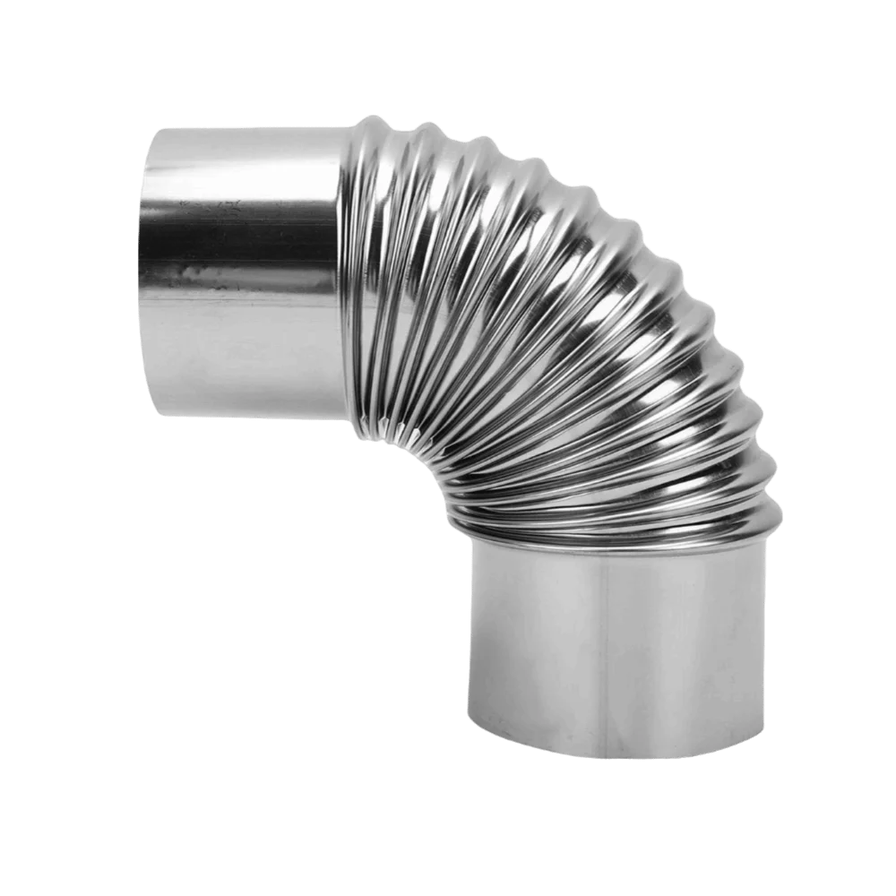 304 Stainless Steel Wood Stove Pipe 90 Degree Bend 3.15 Inch Diameter Chimney Exhaust Pipe Silver Stove Pipe Elbow