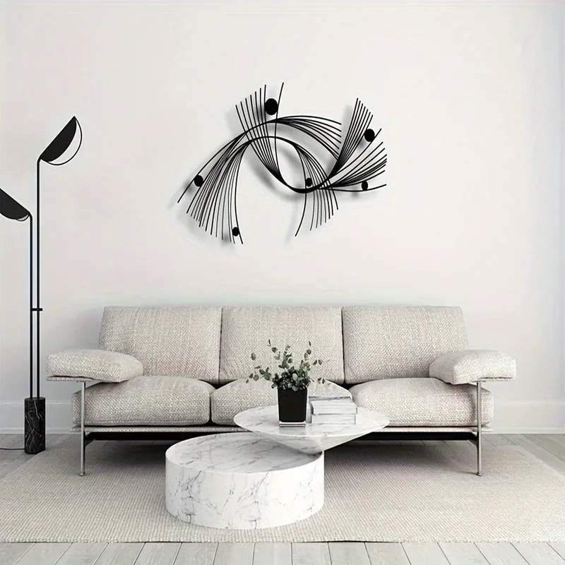 Geometric Metal Wall Art Minimalist Line Sculpture for Hotel Home Easy Hang Indoor Outdoor Sign Halloween Christmas New Year Gif