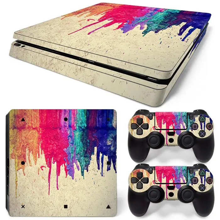 ملصق فينيل واقٍ نحيف لجهاز PS4 لملحقات ألعاب PS4 النحيفة غطاء ملصق لوحدة تحكم PS4 النحيفة
