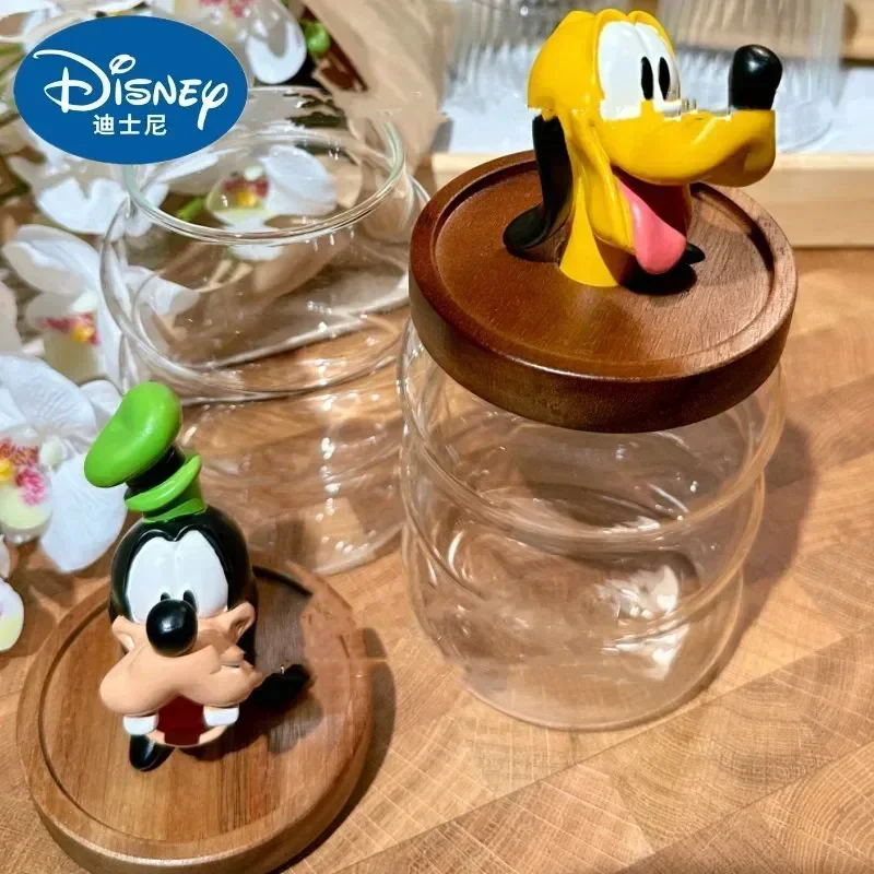 Disney Goofy Pluto Goofy Glass Jar Food Cartoon Storage Box Creative Glass Jar Kitchen Supplies Kawaii Living Goods Storage