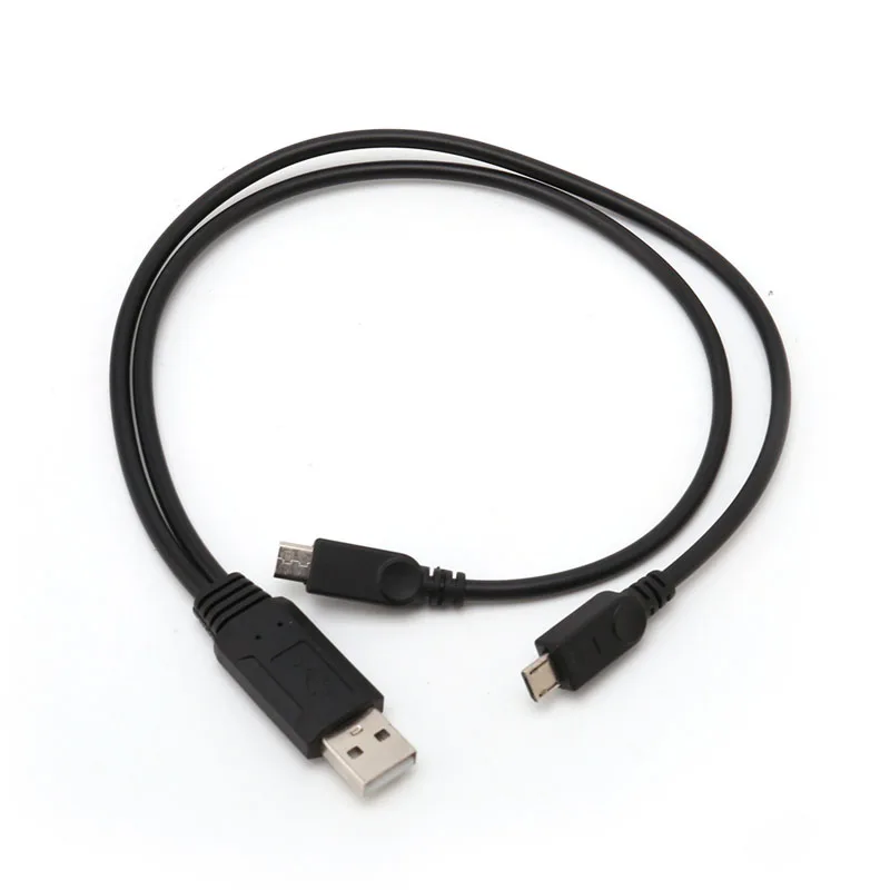 38cm przenośny USB męski uniwersalny Micro USB podwójny męski Adapter Y kabel splittera