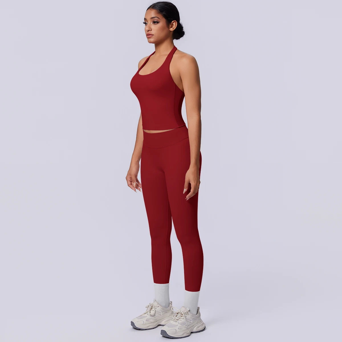 Sport Fitness Kleidung Damen Yoga Set Sommer Gym Lauf-Workout Top Yoga Weste Einfarbige Po-Formende Fitness Hose Yoga Set – Detail 23