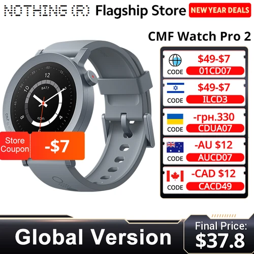 Imagen 1 del producto CMF by Nothing Watch Pro 2 Versión Global CALLS BLUETOOTH Pantalla AMOLED de 1,32 pulgadas 60 FPS 11 días de duración de la batería Monitores SpO2 GPS