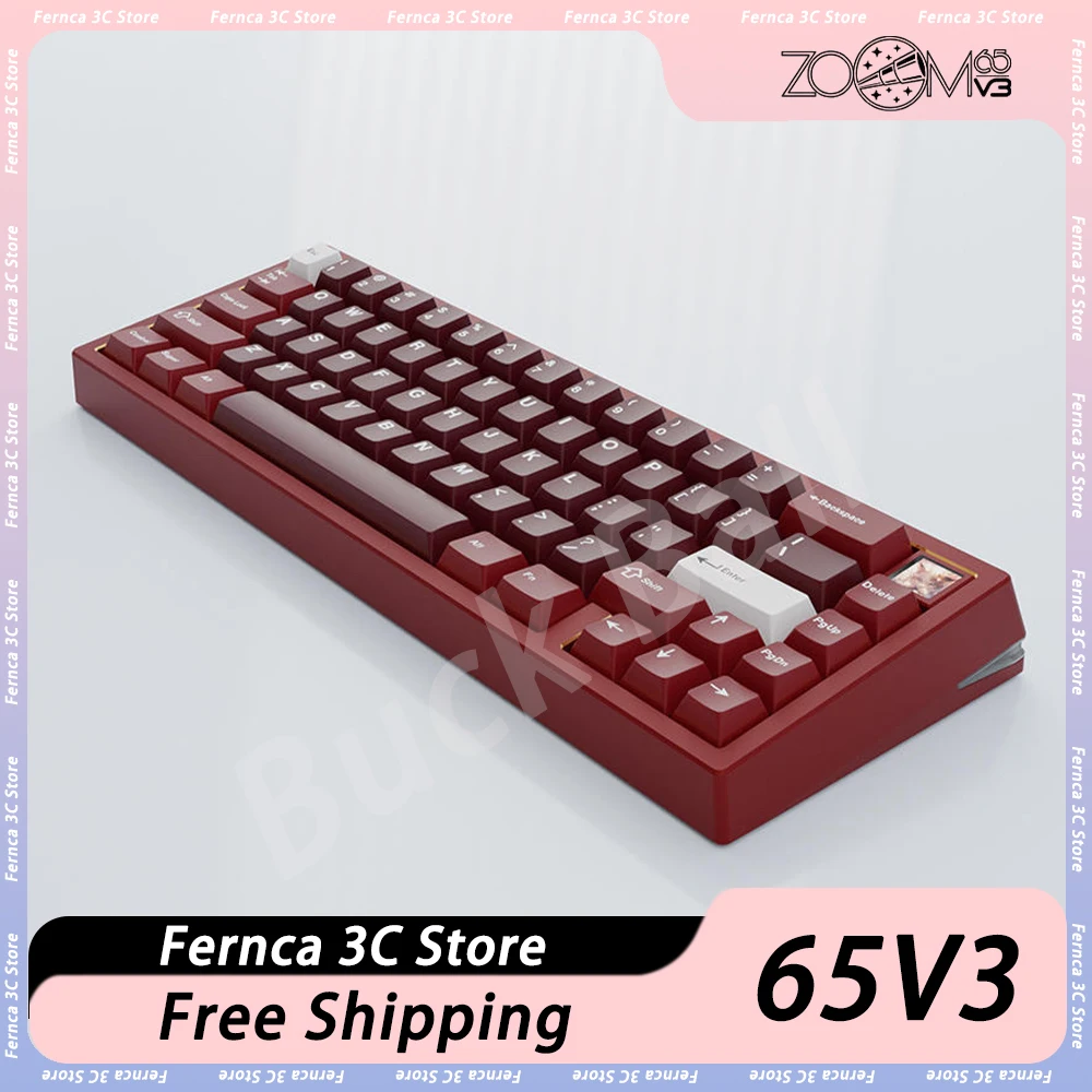 ZOOM 65 V3 Customized Mechanical Keyboard Kit Tri Mode Aluminium Alloy Custom Screen RGB Wireless Gaming Keyboard Pc Gamer Gifts