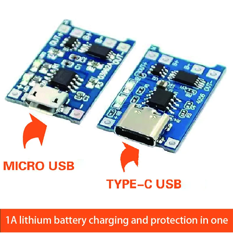 5PCS TP4056 Charging Module Board for 18650 1A Lithium Battery with Integrated Protection TypeC Over Current Protection USB Port
