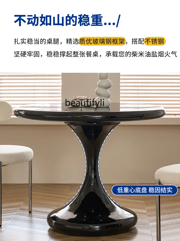 Nordic Mid-Ancient Style Solid Wood round Dining Tables and Chairs Set Small Apartment Home Negotiation Table