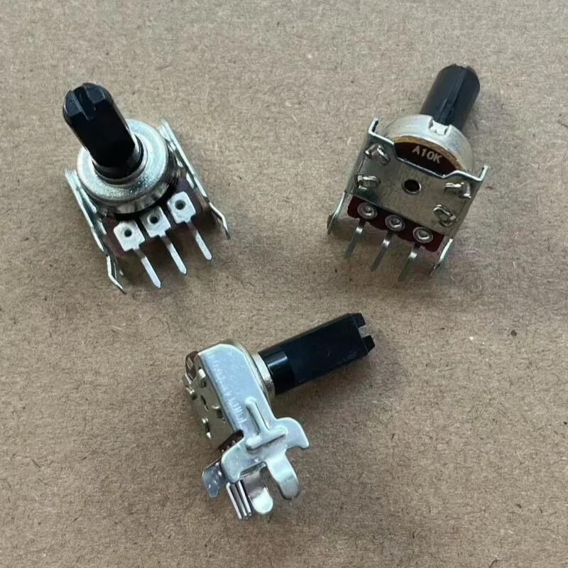 For 12 Type Single Potentiometer A10K A103 Horizontal 3Pin Volume Rotary Potentiometer 15MM Shaft