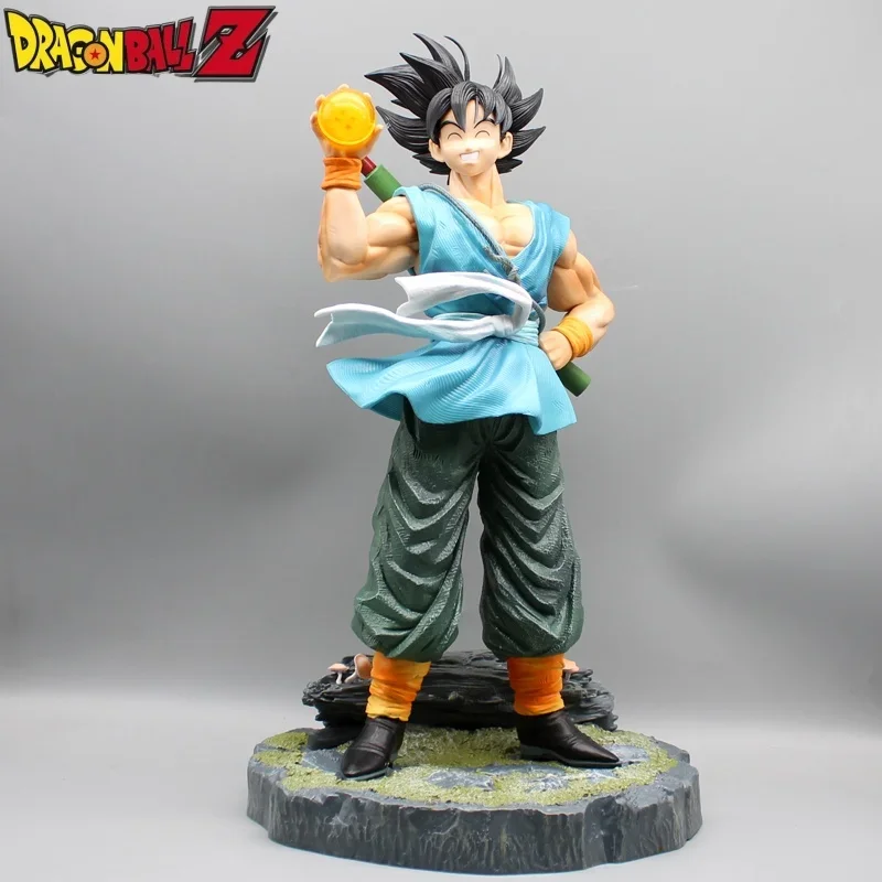 

41cm Anime Dragon Ball Z Son Goku Happy Laughter Kakarotto Holding Dragon Ball Handmade Model Desktop Decor Collect Kid Toy Gift