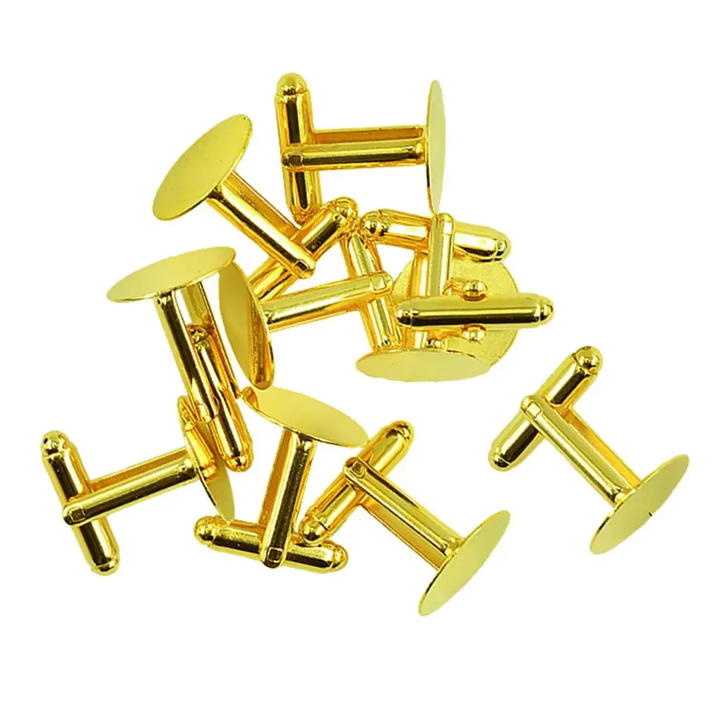 10 Pieces 15mm Flatback Pad Cufflinks for Cabochon DIY French Style