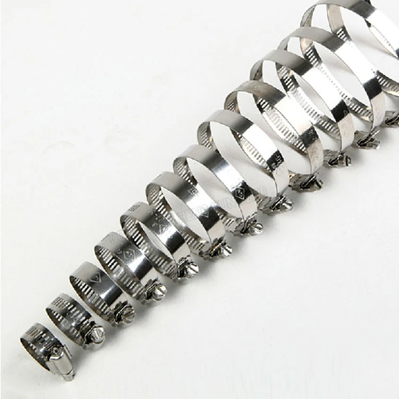 2 Pcs Stainless Steel Hose Clamp Adjustable Drive Hose Clamp Fuel Line Worm Size Clip Hoop Clamp Fixed Clamp