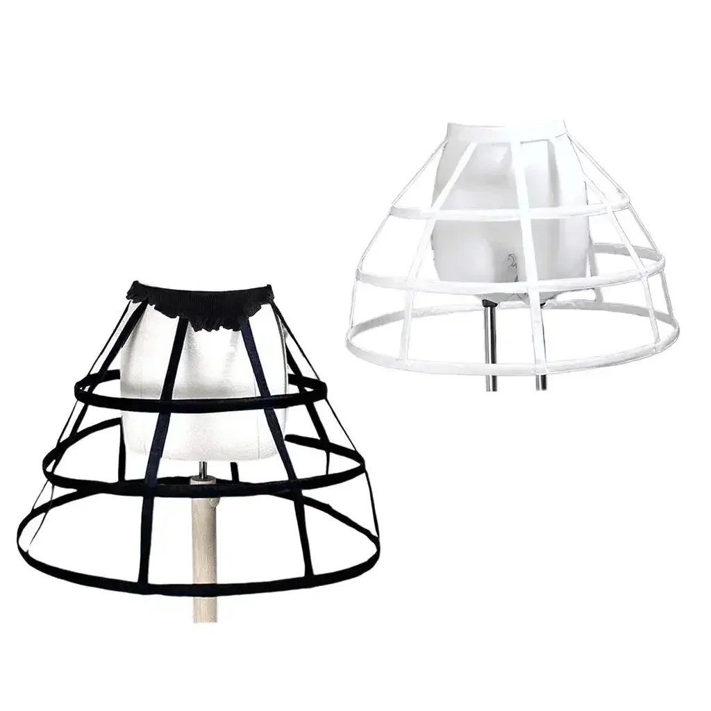 Hot Sale Womens Victorian Crinoline Wedding Dress Underskirt 3 Hoop Hollow Out Fish Bone Bustle Cage Skirt Pannier Petticoat