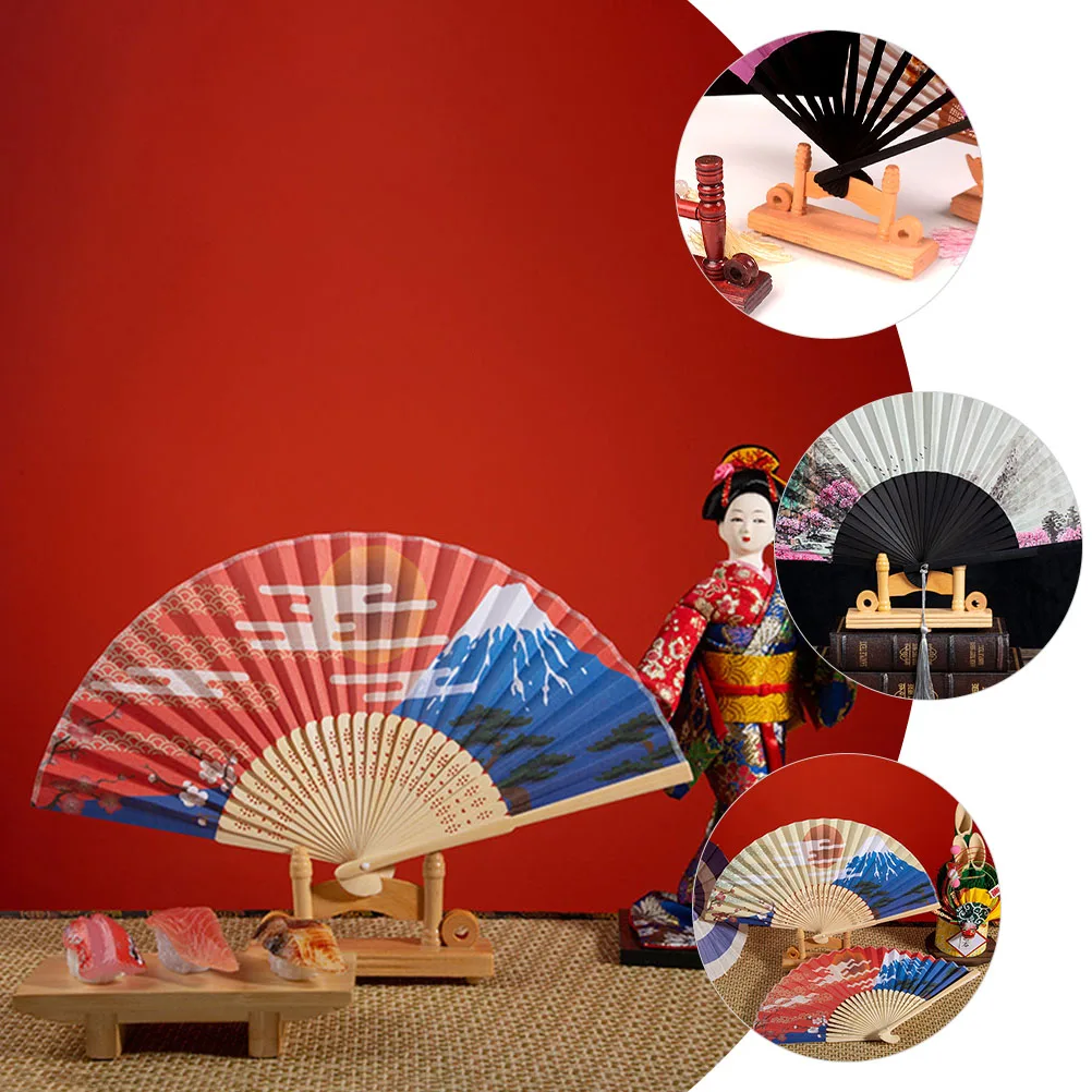 

4pcs Wooden Folding Rack Vintage Japanese Fan Stand Home Decor Holder Display Base Wood Fan Bracket For Hand Fans