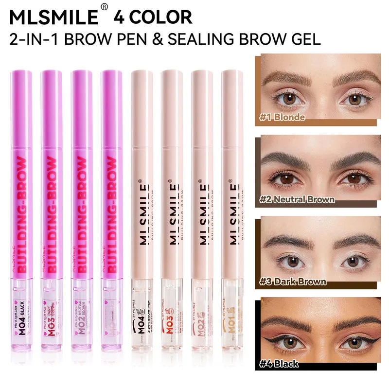 ดินสอเขียนคิ้ว MLSMILE 4 สี แบบสองหัว ปรับรูปทรงคิ้วได้ ติดทนนาน พร้อมอายไลเนอร์ชนิดน้ำ ให้ลุคคิ้วสวยเรียวแหลมอย่างเป็นธรรมชาติ รุ่นใหม่