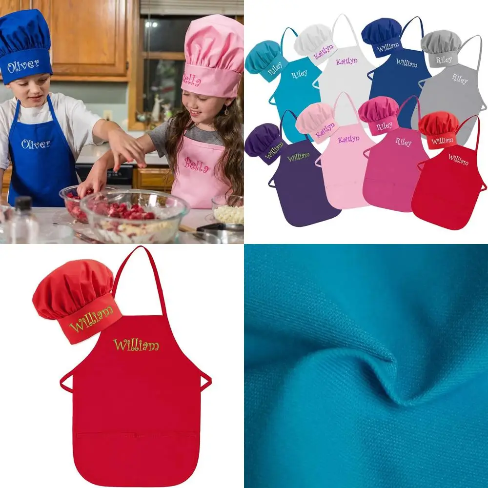 

Customized USA-Made Embroidered Child Apron and Hat Set for Toddlers & Kids with Name