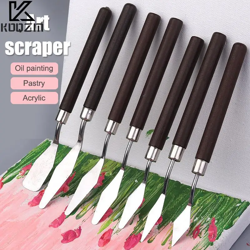 

1-7Pcs Stainless Steel Spatula Kit Palette Gouache Supplies For Oil Painting Knife Fine Arts Painting Tool Set Flexible Blades