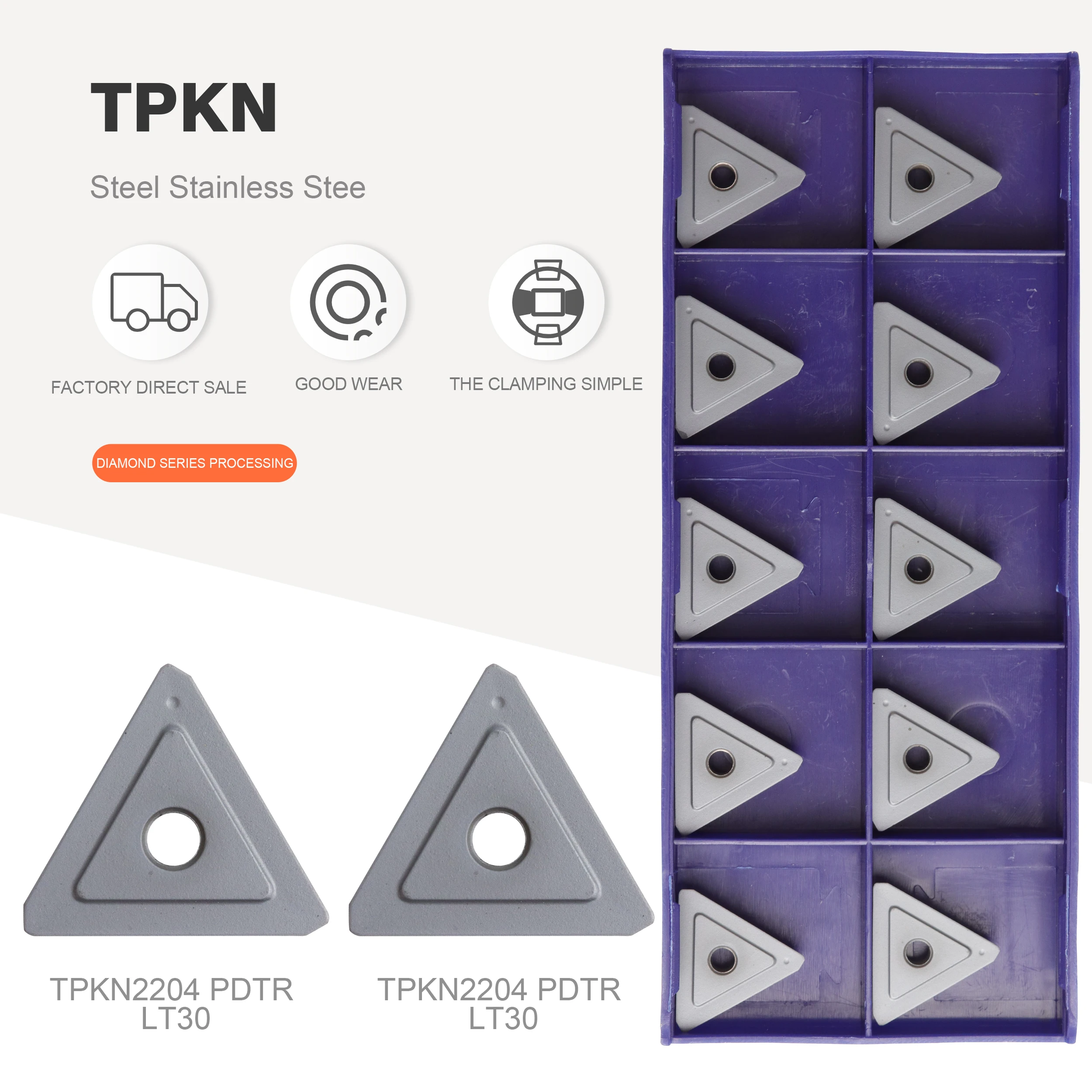 Lamina 100 Original Tpkn2204 Lt30 Torneamento Ferramenta Carboneto Inserção Tpkr Torno 2204 Milhões de Corte Ferramenta de Torneamento Cnc Carboneto Ferramenta