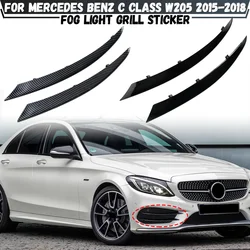 For Mercedes Benz C Class W205 C180 C200 2015 2016 2017 2018 Front Fog Lamp Grill Grille Protective Covers Stickers