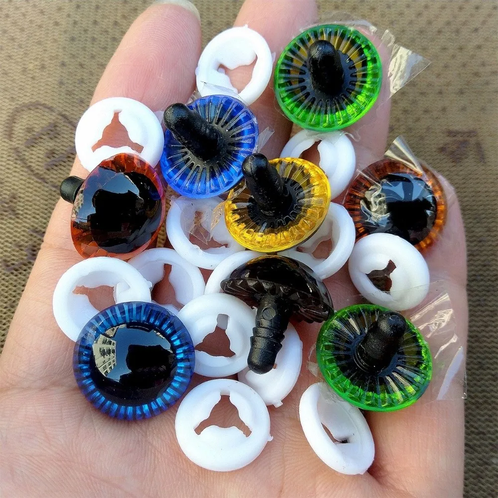 20pcs/set New 17mm 3D Plastic Resin Laser Eye Ball 5 Colors With Gasket Safety Glitter Eyes Crafts Bear Animal DIY Dolls Eyes