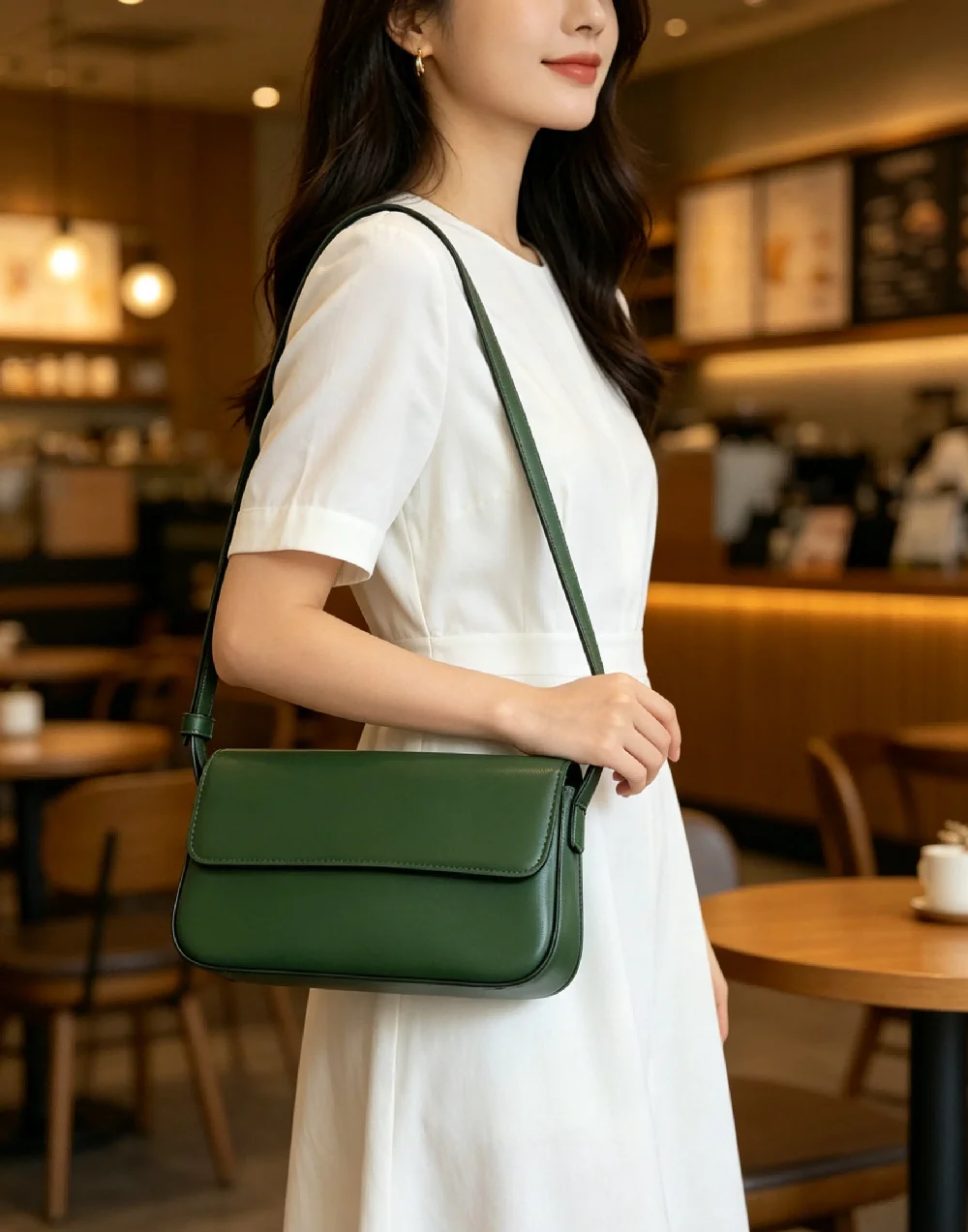 

Minimalist Dark Green Flap Crossbody Bag for Women Classic Shoulder Bag with Adjustable Strap Versatile Daily Commute Handbag