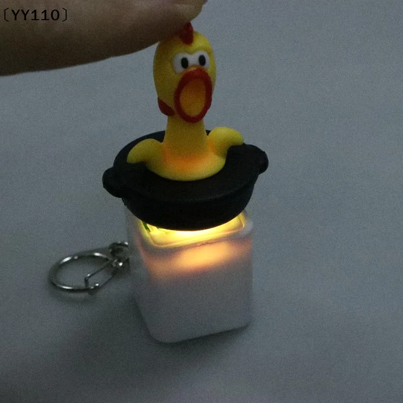 Stress Relief Plastic Toys Cartoon Sharp Crying Chicken Voice Button High Aesthetic EDC Keychain For Children Gift〔YY110〕