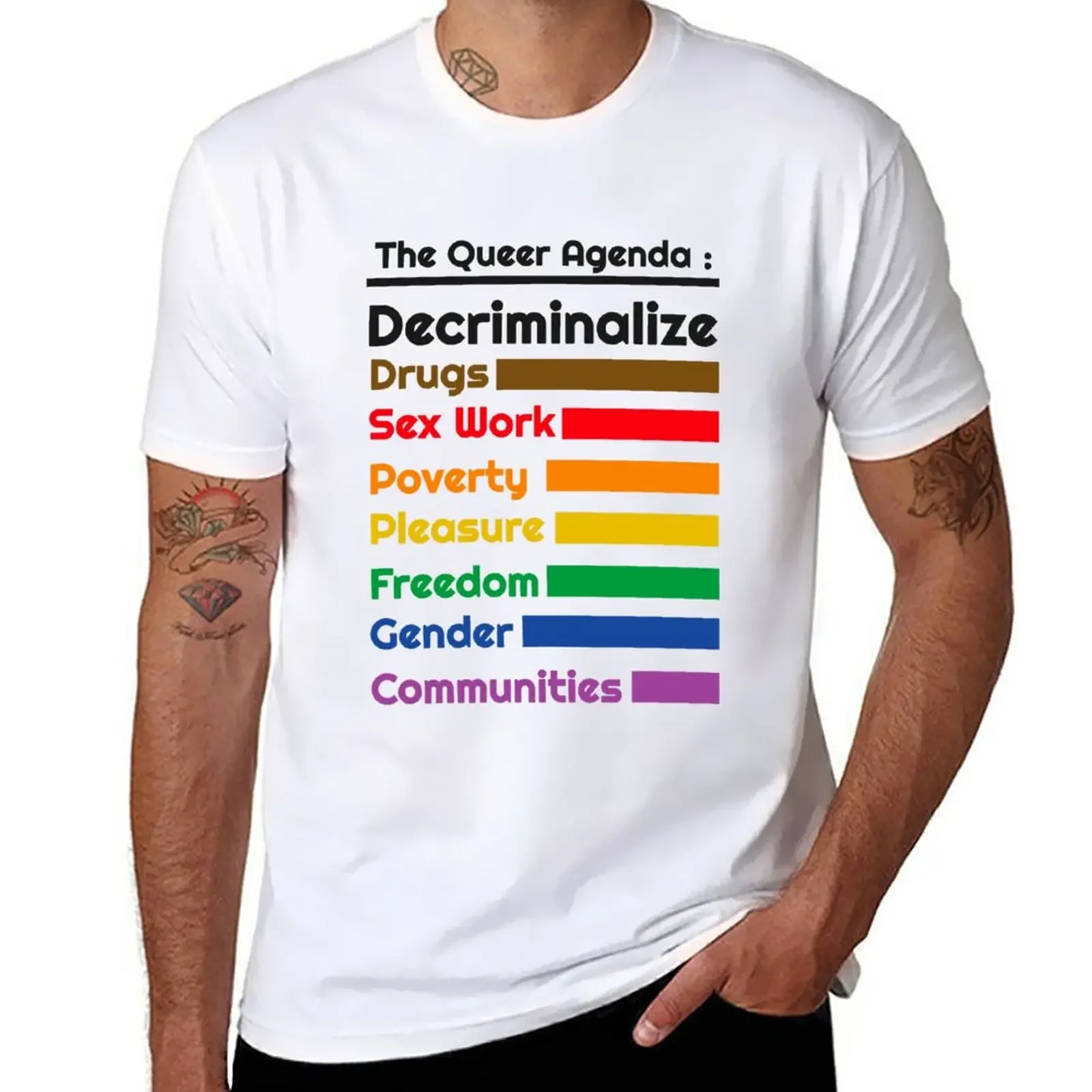 The Queer Agenda T-Shirt quick drying vintage clothes vintage anime clothes mens workout shirts